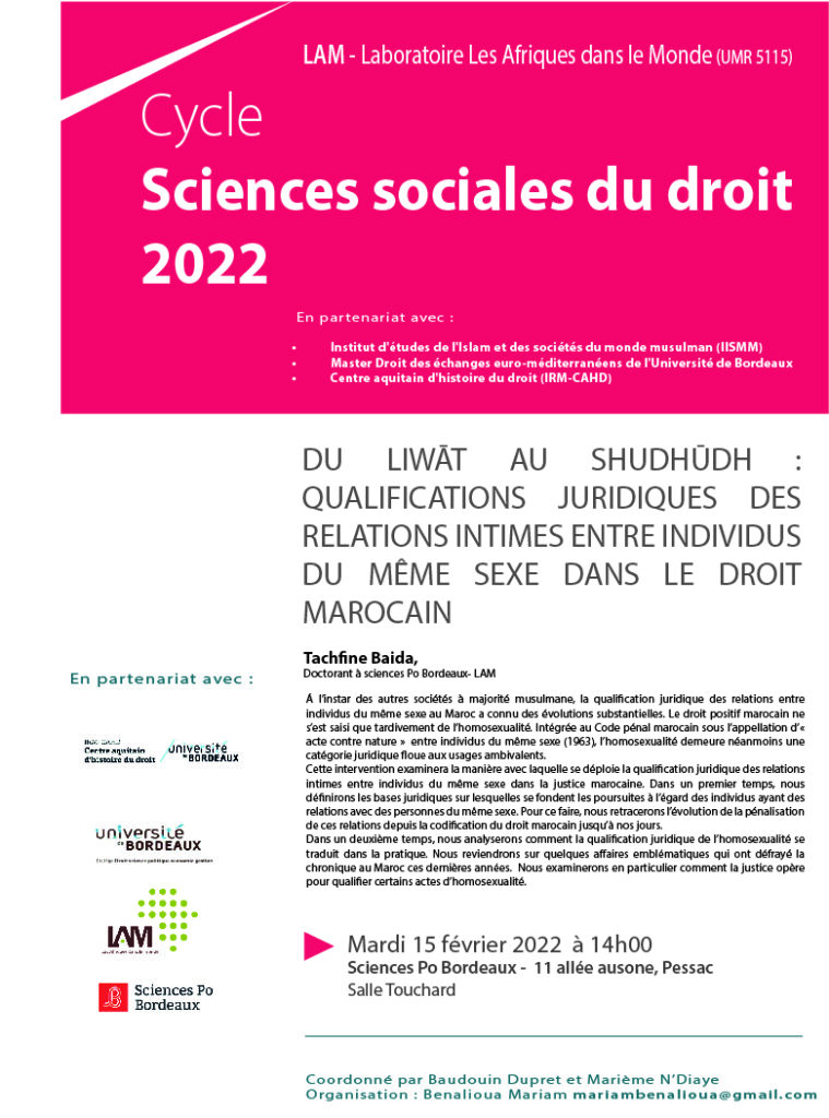 Séminaire Sciences Sociales et du Droit - LAM 2022