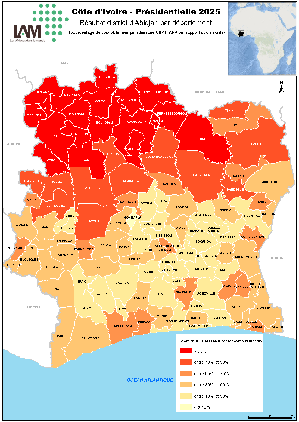 Côte d'Ivoire présidentielle 2025 scores OUATTARA ensemble
